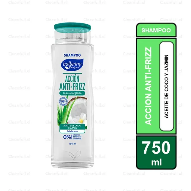 SHAMPOO BALLERINA FRASCO ANTI-FRIZZ ACEITE DE COCO Y JAZMIN  750 ML 