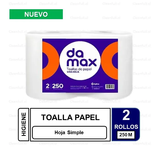 TOALLA DE PAPEL DAMAX 2 ROLLOS 250 MT  HS