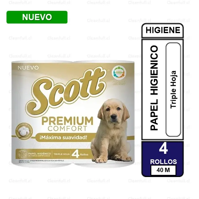 PAPEL HIGIENICO SCOTT PREMIUM 4 X 40 MT TRIPLE HOJA
