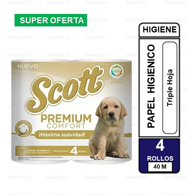 PAPEL HIGIENICO SCOTT PREMIUM 4 X 40 MT TRIPLE HOJA