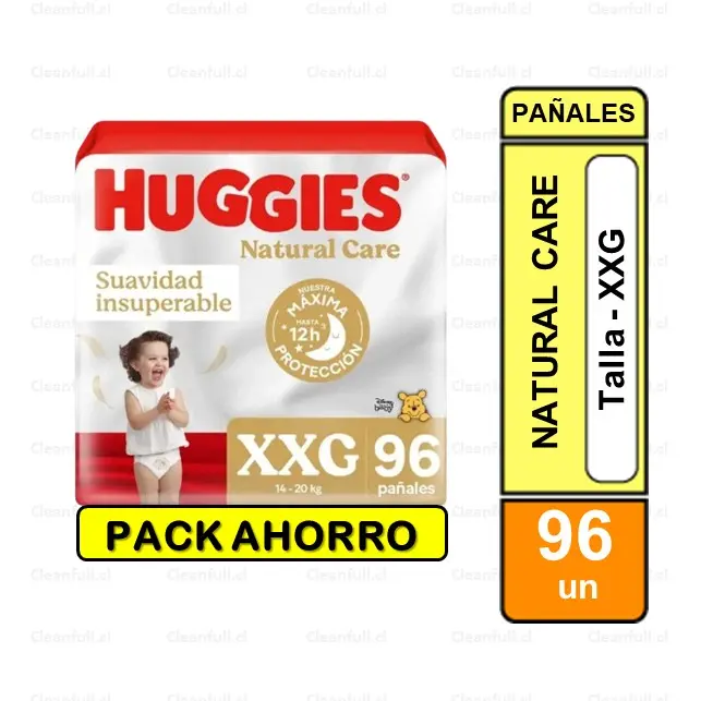HUGGIES NATURAL CARE XXG PACK AHORRO 96 UN 