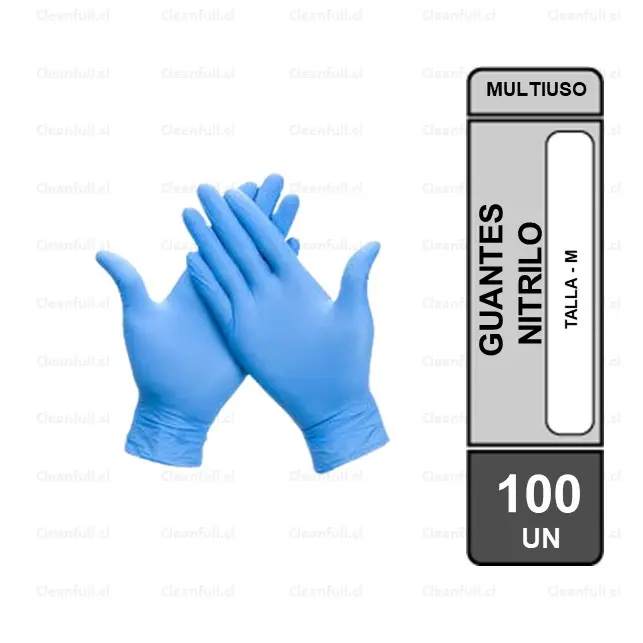 CAJA GUANTES NITRILO EXAMINACION AZUL TALLA-M 100 UN
