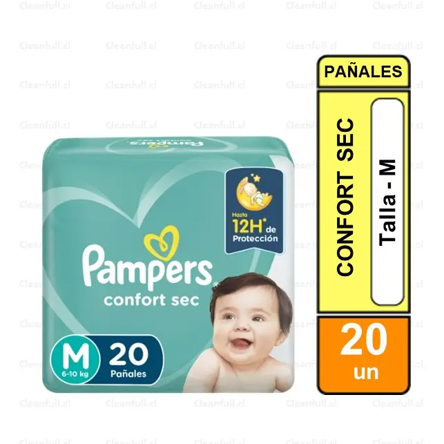 PAMPERS CONFORT SEC TALLA M - 20 UN 