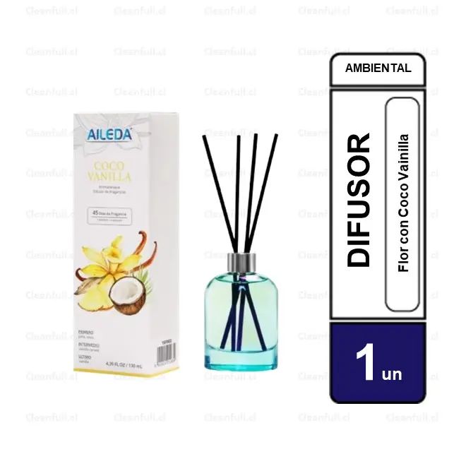 DIFUSOR AROMATIZANTE AILEDA COCO VAINILLA  130 ML