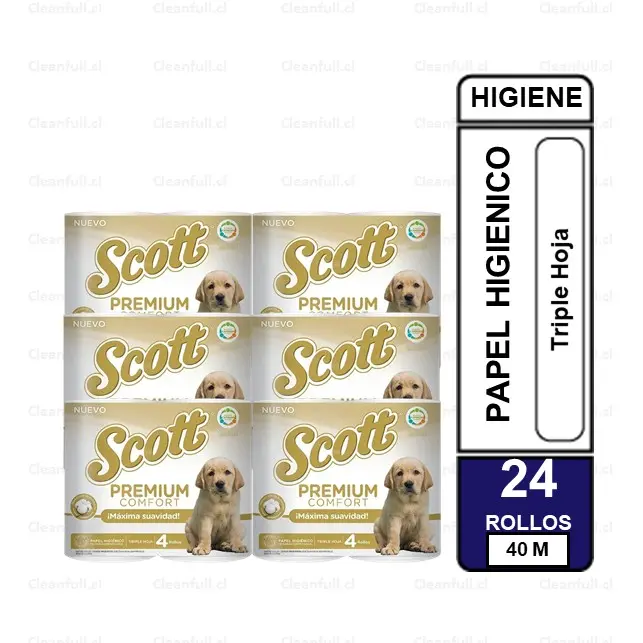 MANGA PAPEL HIGIENICO TH SCOTT PREMIUM 24 ROLLOS 40 MT