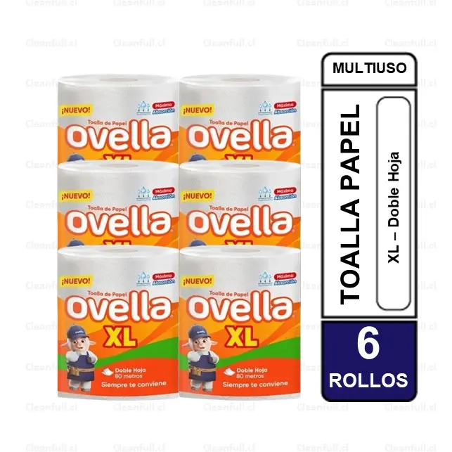 MANGA TOALLA DE PAPEL DH OVELLA XL 6 ROLLOS  80 MT