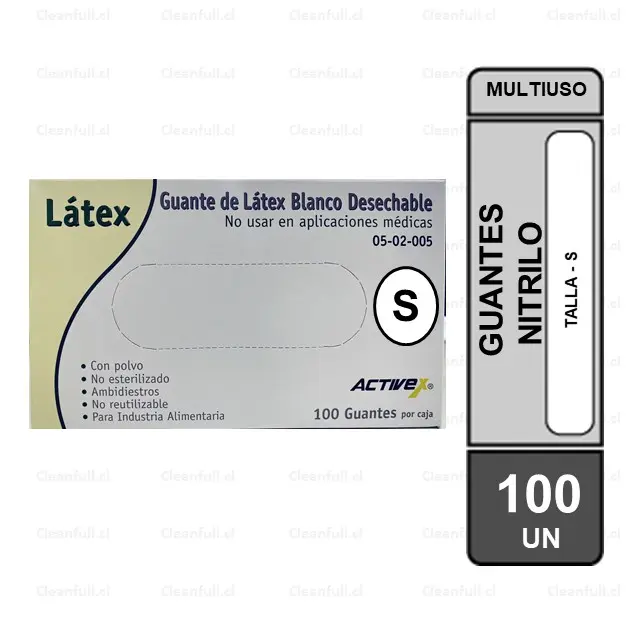 CAJA GUANTES EXAMINACION LATEX TALLA-S 100 UN