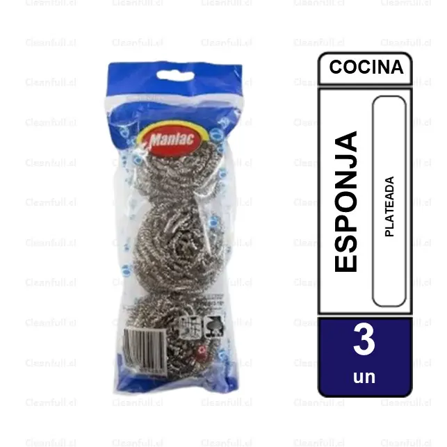 ESPONJA MANLAC PLATEADA 3 UN