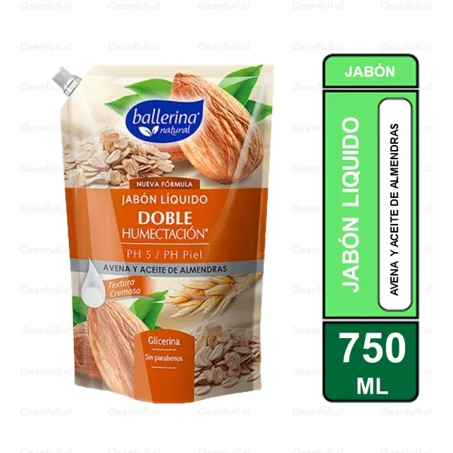 JABON LIQUIDO BALLERINA DOBLE HUMECTACION AVENA Y ALMENDRAS DOYPACK 750 ML