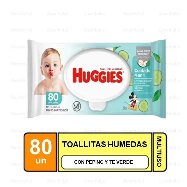 TOALLAS HUMEDAS HUGGIES ONE DONE CON PEPINO Y TE VERDE 80 UN