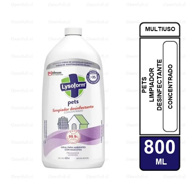 LIMPIADOR LYSOFORM DESINFECTANTE PETS LAVANDA 800 ML