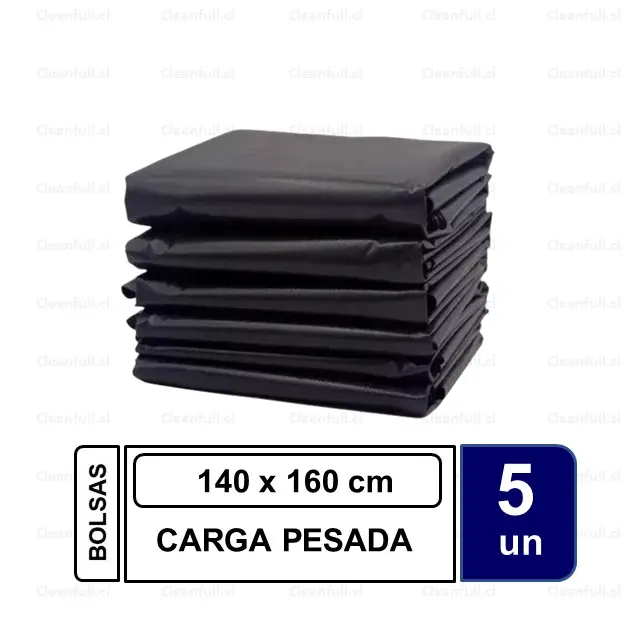 BOLSA BASURA CARGA PESADA NEGRA 140X160 CM - 5 UN