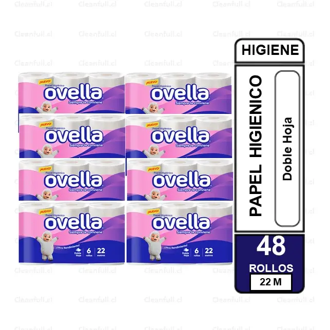 MANGA PAPEL HIGIENICO OVELLA 48 UN 22 MT DOBLE HOJA