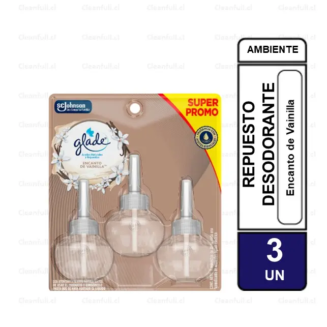 REPUESTO GLADE DESODORANTE AMBIENTAL PACK 3 UN ENCANTO DE VAINILLA