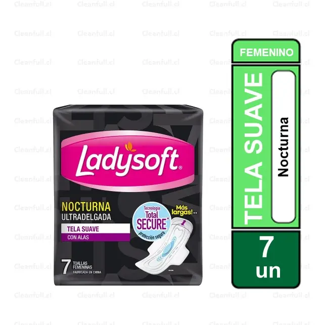 TOALLAS HIGIENICAS LADYSOFT NOCTURNAS TELA CON ALAS 7 UN 