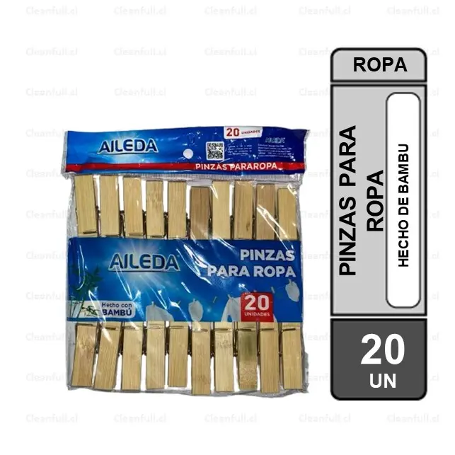 PINZAS AILEDA PARA ROPA DE BAMBU 20 UN