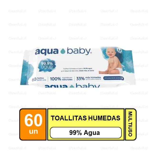 TOALLAS HUMEDAS AQUA BABY 99 % AGUA 60 UN 