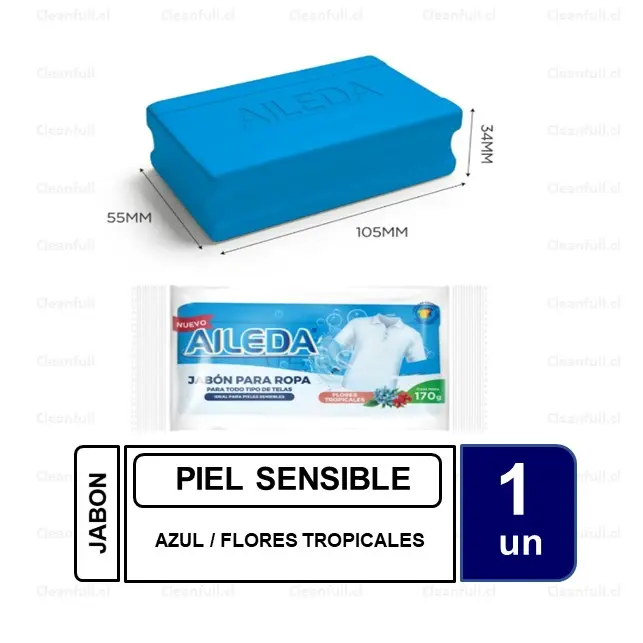 JABON EN BARRA AZUL AILEDA PIEL SENSIBLE FLORES TROPICALES 170 G