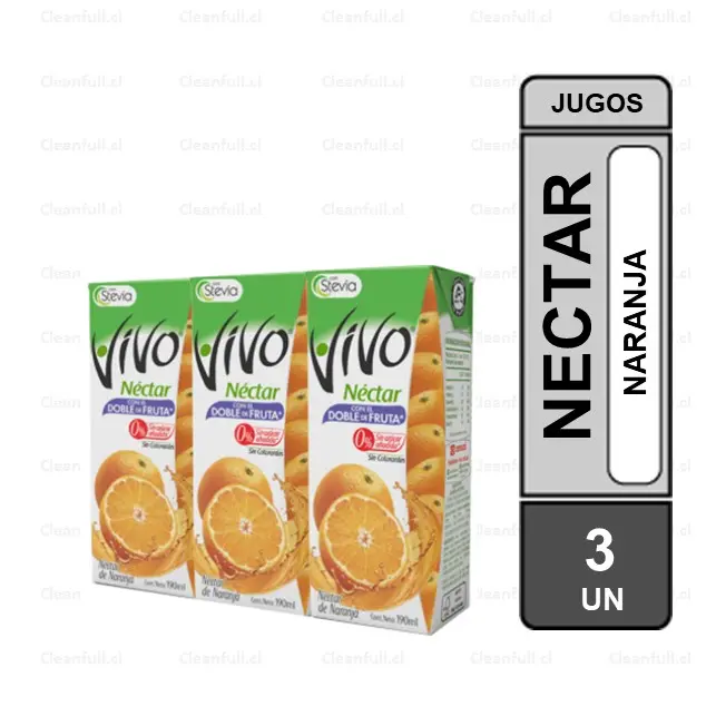 PACK 3 UN JUGO NECTAR VIVO NARANJA 0% AZUCAR 