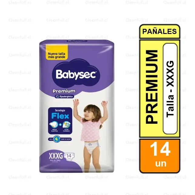 PAÑALES BABYSEC PREMIUM XXXG 14 UN