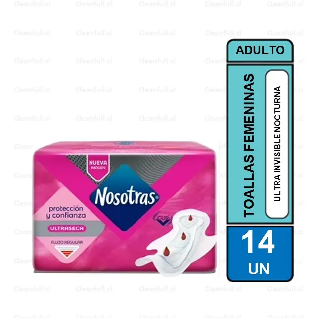 TOALLAS NOSOTRAS NOCTURNA ULTRA INVISIBLE TELA RAPISEC 14 UN