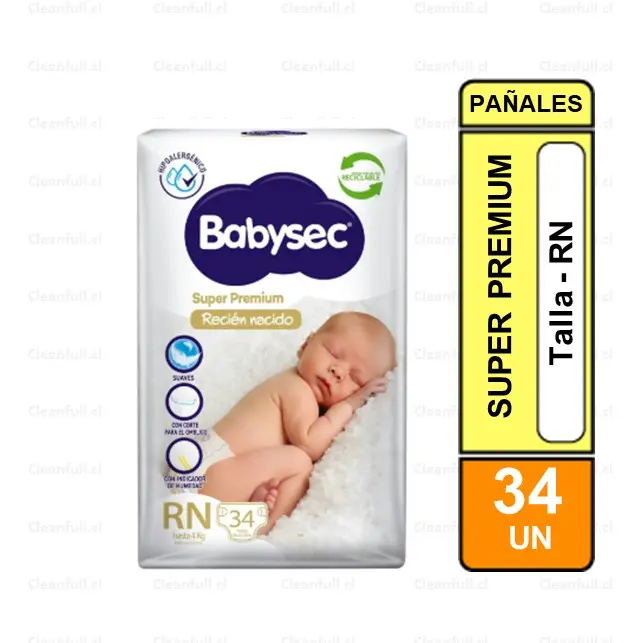 PAÑALES BABYSEC SUPER PREMIUM RN 34 UN