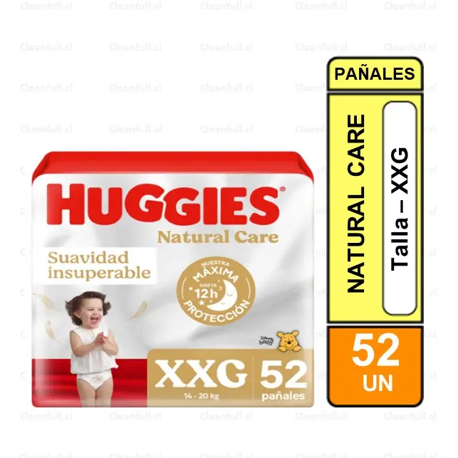 PAÑALES HUGGIES NATURAL CARE XXG 52 UN