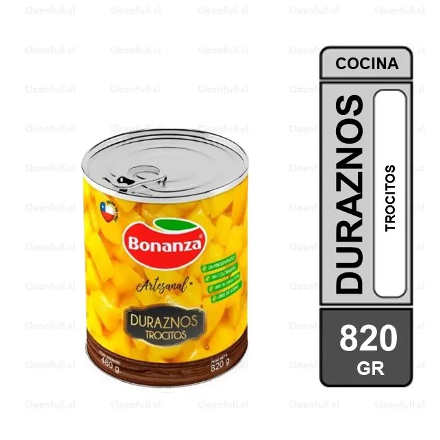 CONSERVA BONANZA DURAZNO CUBITO 820 GR 