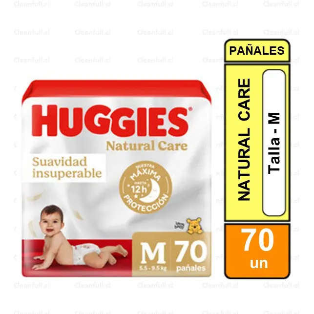 PAÑALES HUGGIES NATURAL CARE M 70 UN 