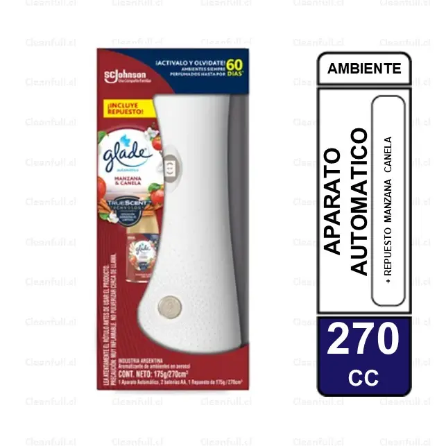 APARATO AUTOMATICO + REPUESTO GLADE MANZANA CANELA 270CC