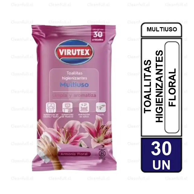 TOALLITAS HIGIENIZANTES VIRUTEX MULTIUSO FLORAL 30 UN