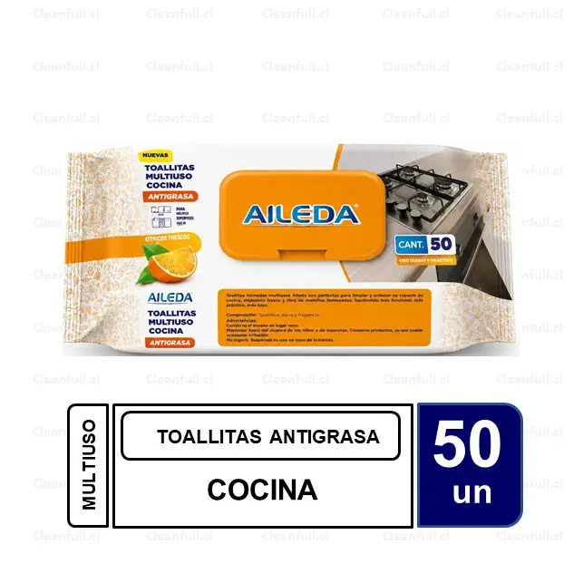 TOALLITAS AILEDA MULTIUSO ANTIGRASA CITRICOS FRECOS 50 UN
