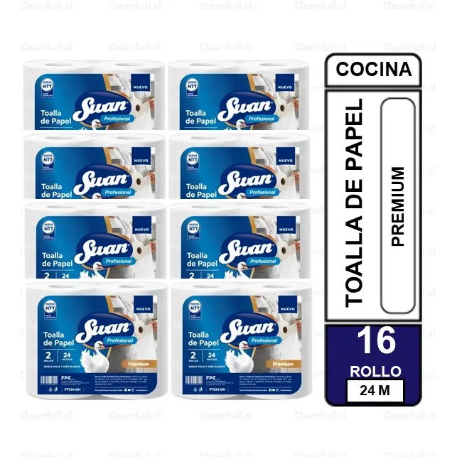 MANGA TOALLA DE PAPEL DH SWAN PREMIUM 16 UN 24 M