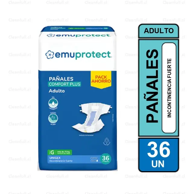 PACK AHORRO PAÑALES ADULTO CONFORT PLUS EMUPROTEC G - 36 UN