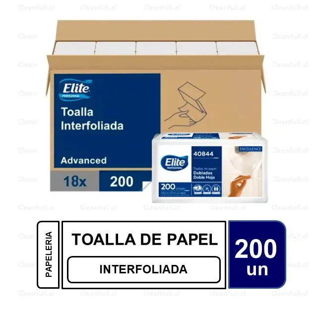 CAJA TOALLA DE PAPEL ELITE INTERFOLIADA 40844 200 UN