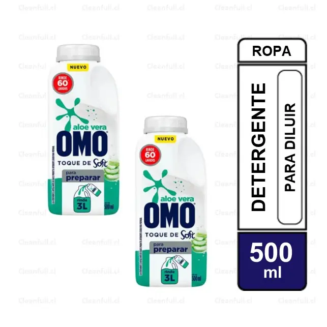 PACK 2 DETERGENTE LIQUIDO OMO CON ALOE VERA PARA DILUIR 500ML 