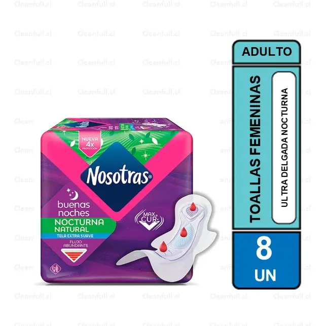 TOALLAS NOSOTRAS NOCTURNA ULTRA DELGADA EXTRA SUAVE 8 UN