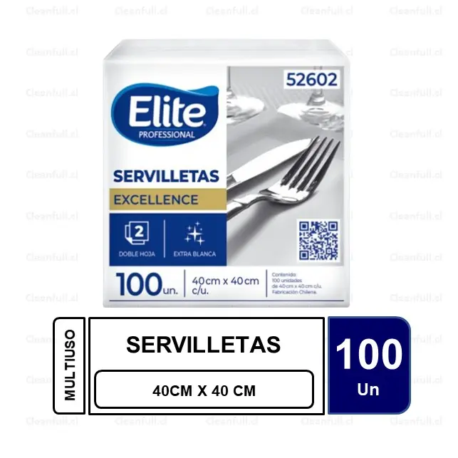 SERVILLETAS ELITE EXCELLENCE DH 40X40CM 100 UN