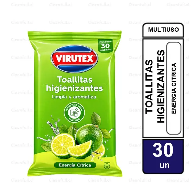 TOALLA DESINFECTANTE VIRUTEX ENERGIA CITRICA 30 UN