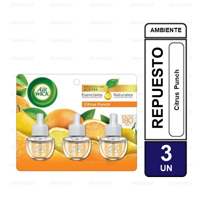 REPUESTO DESODORANTE AMBIENTAL AIR WICK ELECTRICO CITRIC PUNCH 21G 3 UN