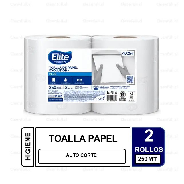 TOALLA DE PAPEL ELITE AUTOCORTE EVOLUTION 2 ROLLOS 250MT HS