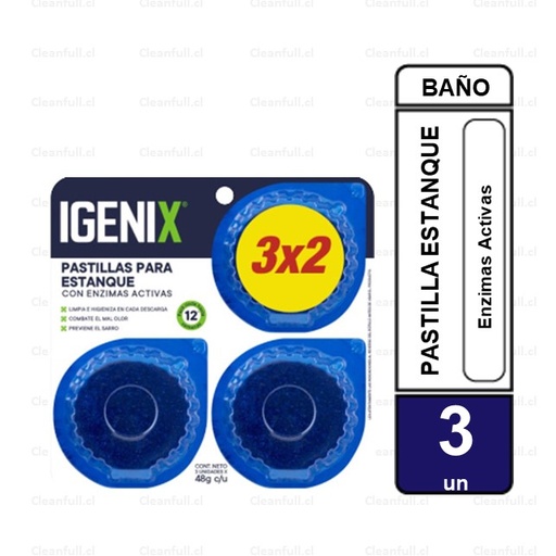 [AB0018] PASTILLAS IGENIX ESTANQUE BAÑO PACK 3 UN