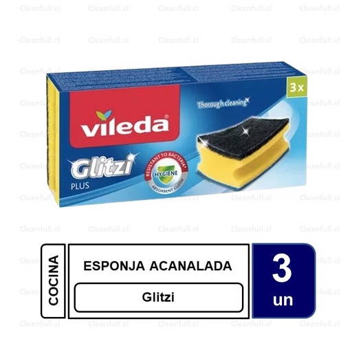 [AC0017] ESPONJA VILEDA ACANALADA GLITZI PLUS 3 UN