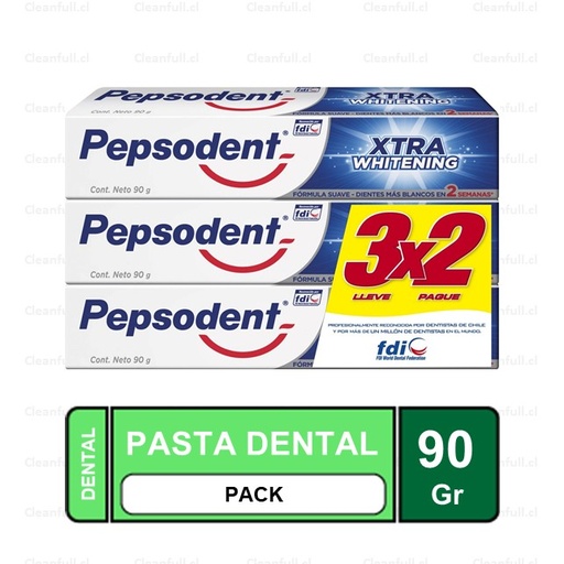 [BB0118] PACK PASTA DENTAL PEPSODENT XTRA WHITENING 3 UN 90 GR