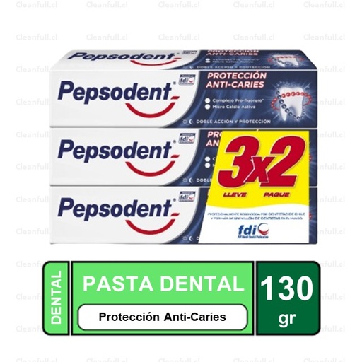 [BB0120] PACK PASTA DENTAL PEPSODENT ANTI CARIES 3 UN 130 GR