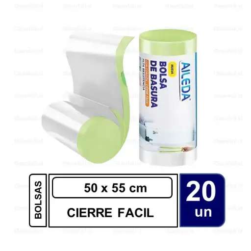 [BS0003] BOLSA BASURA AILEDA BLANCA 50 X 55 CIERRE FACIL 20UN