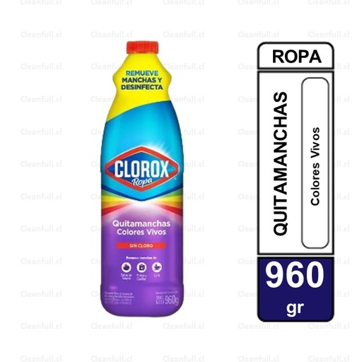 [CL0042] CLOROX ROPA QUITAMANCHAS COLORES VIVOS 960 GR
