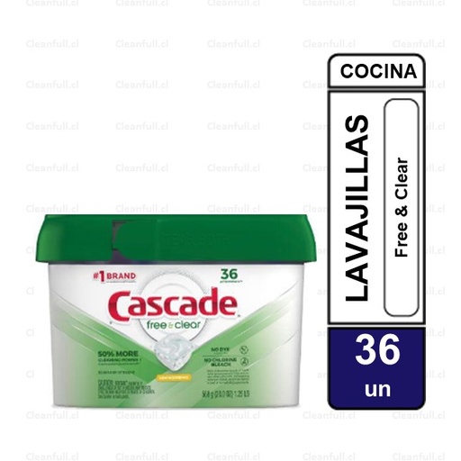 [DC0067] DETERGENTE LAVAVAJILLAS CASCADE FREE&CLEAR 36 UN
