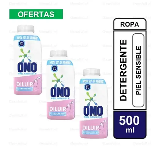 [DL0094] DETERGENTE LIQUIDO OMO PIEL SENSIBLE 500ML PACK X3