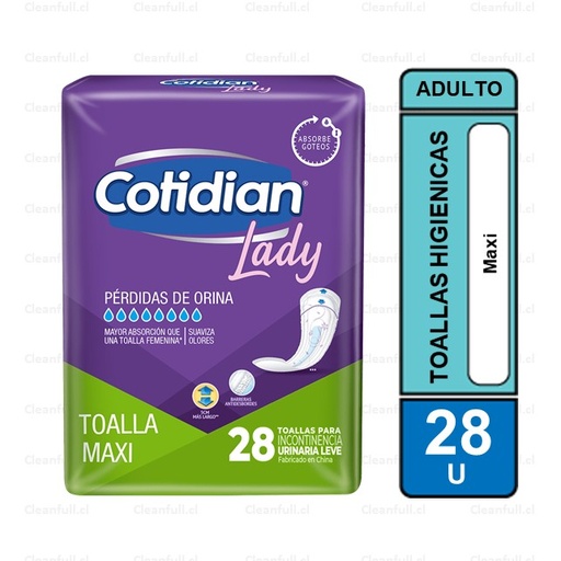 [FF0056] TOALLAS MAXI HIGIENICAS COTIDIAN LADY 28UN